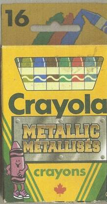 Metallic Crayola crayon boxes maybe from 1987.