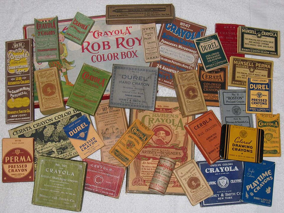 Image of early Crayola Crayon boxes
