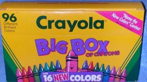 Crayola crayon boxes from 1988 and 1990.