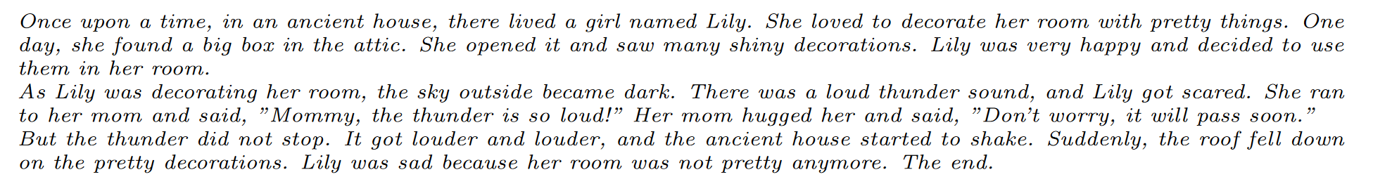 Example story from the TinyStories Dataset.