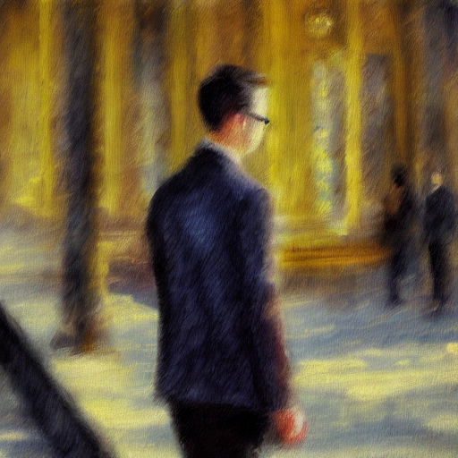AI generated image of me, oil painting from behind