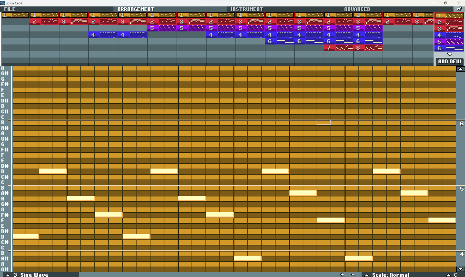 Screenshot of Bosca Ceoil, where I wrote the main music