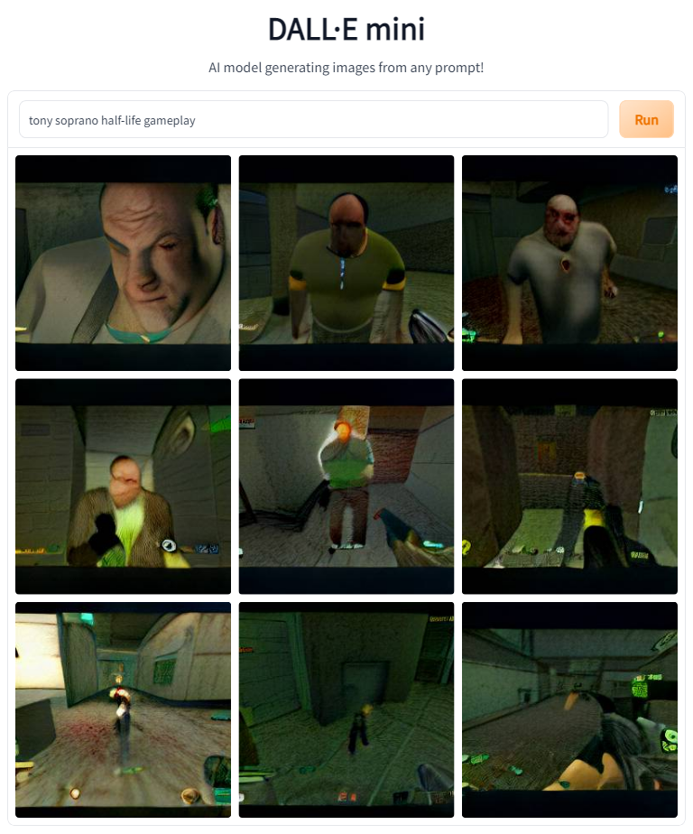 AI generated images of Tony Soprano as an enemy in a  half-life game
