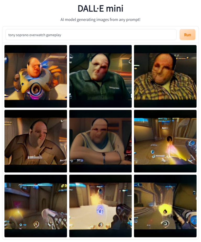 AI generated images of Tony Soprano in the game Overwatch.