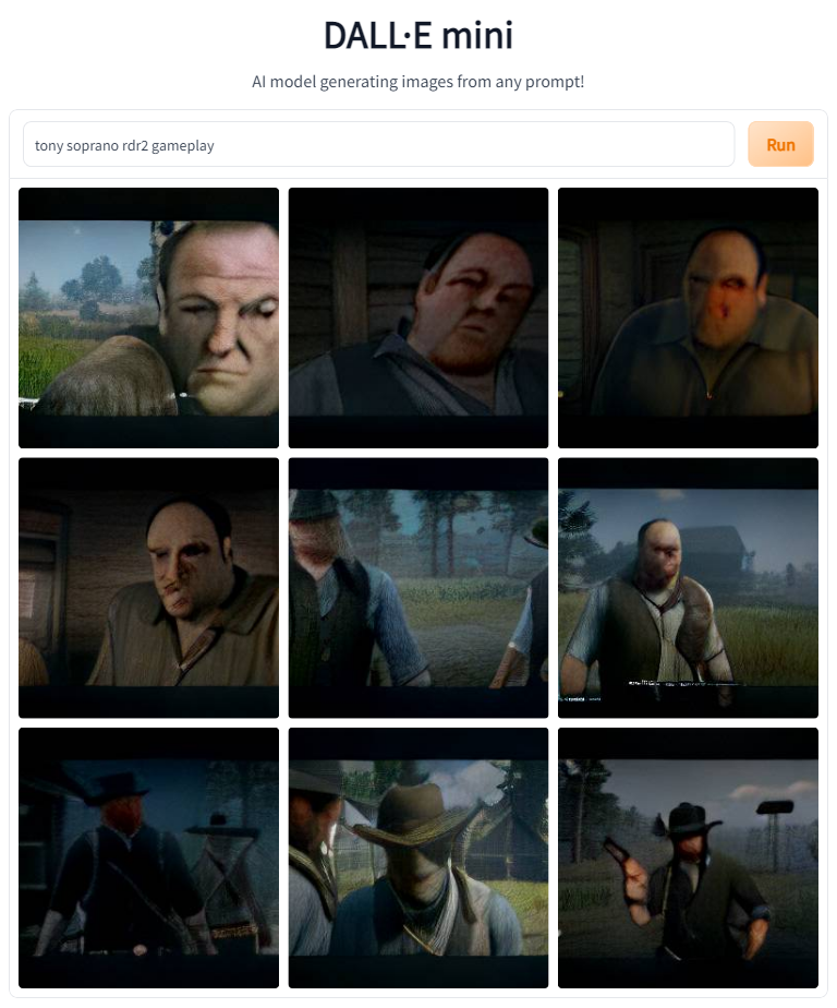 AI generated images of Tony Soprano in the game Red Dead Redemption 2.
