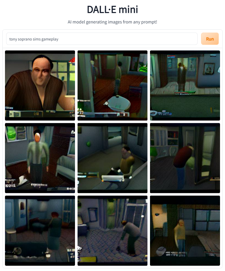 AI generated images of Tony Soprano in the game the sims.