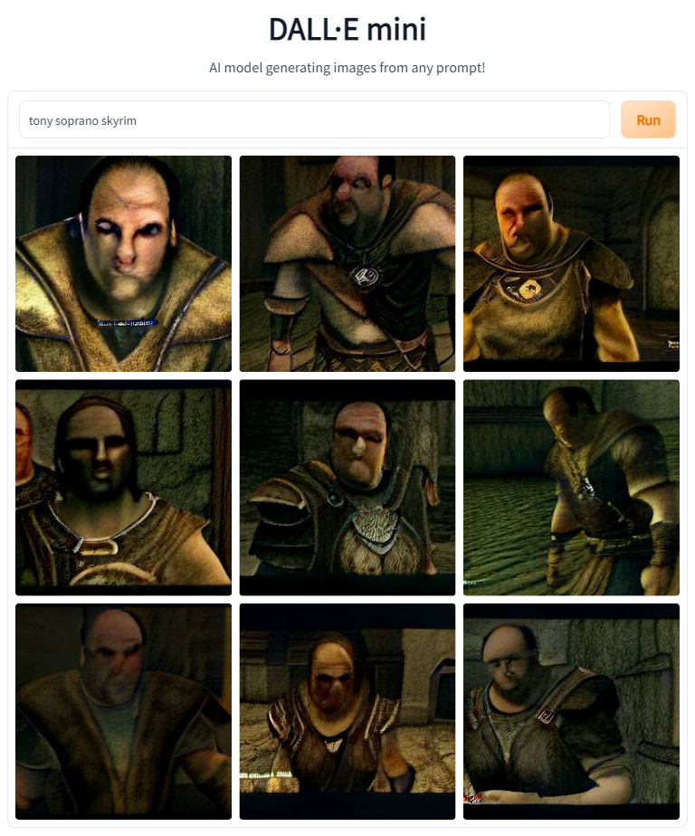 AI generated images of Tony Soprano in the game Skyrim.