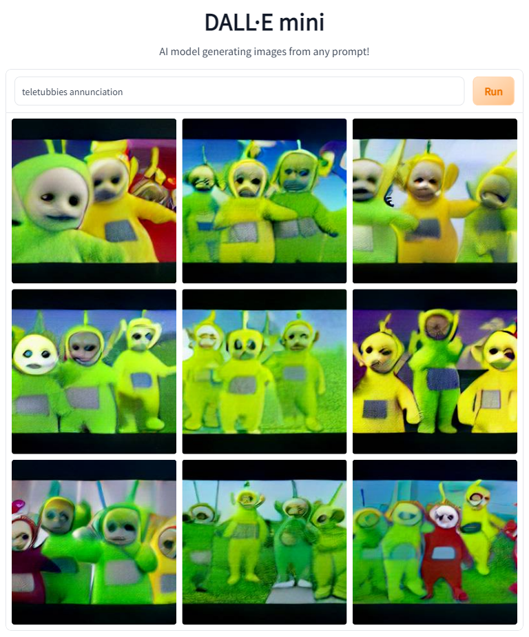 AI generated images of Teletubbies