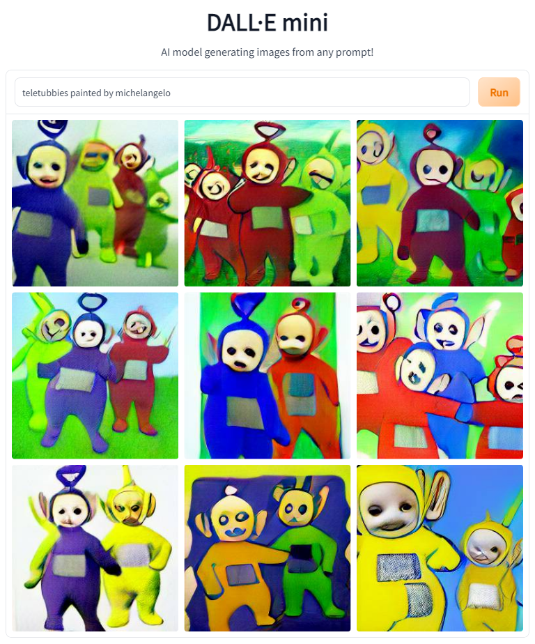 AI generated images of Teletubbies