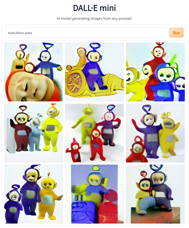 AI generated images of Teletubbies