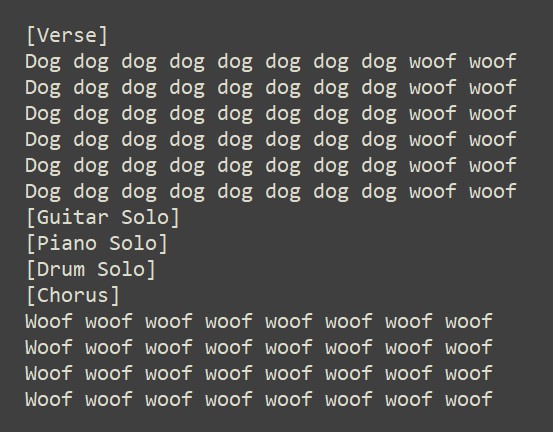 lyrics to the beginning of the dog suno song