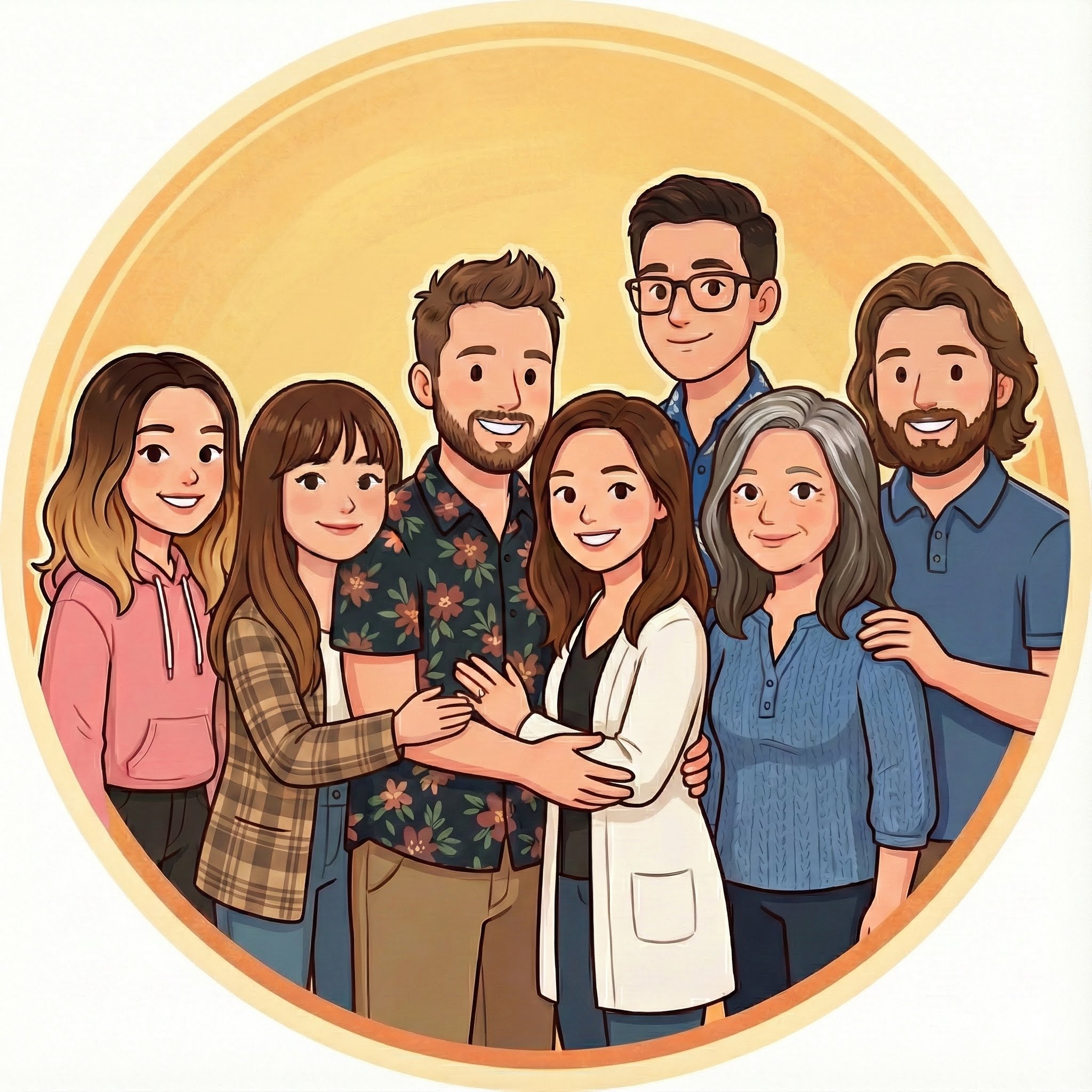 Nano Banana-generated cartoon of my family.