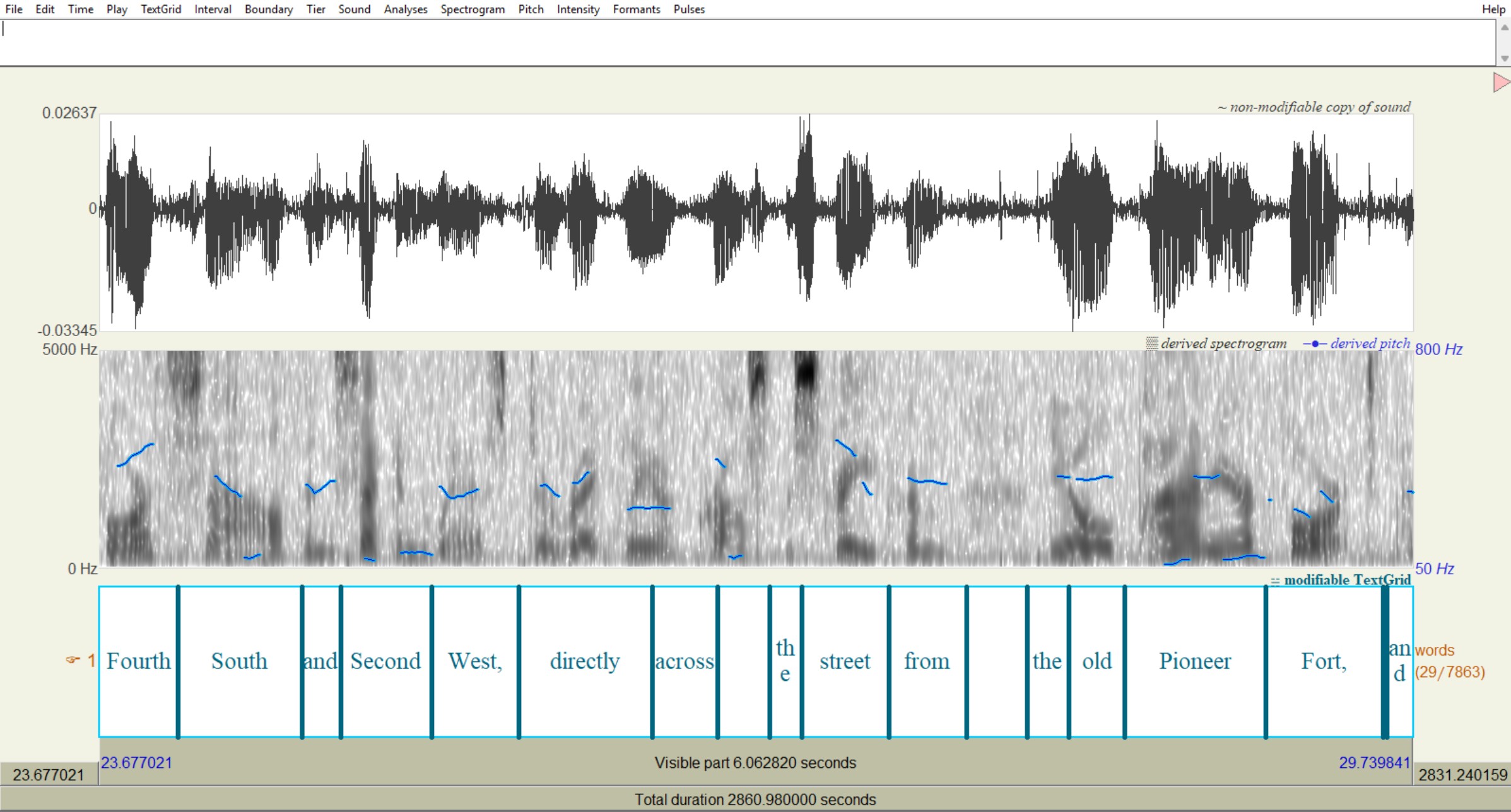 Kohler Tape snippet in Praat.