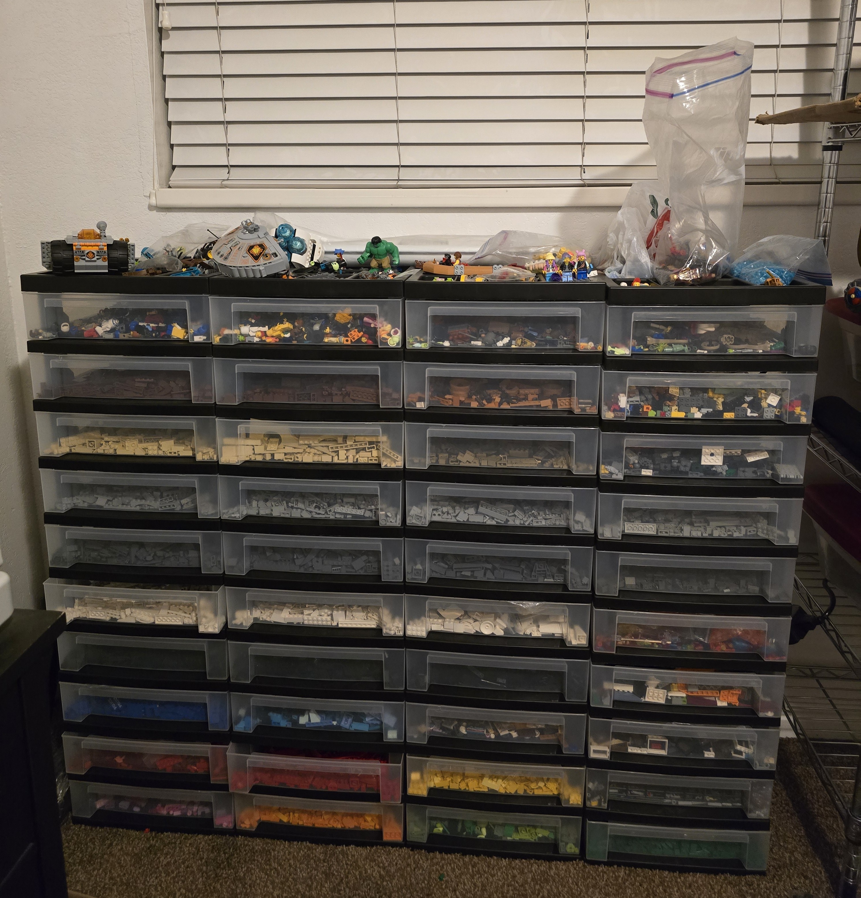 My Lego bins in my office.