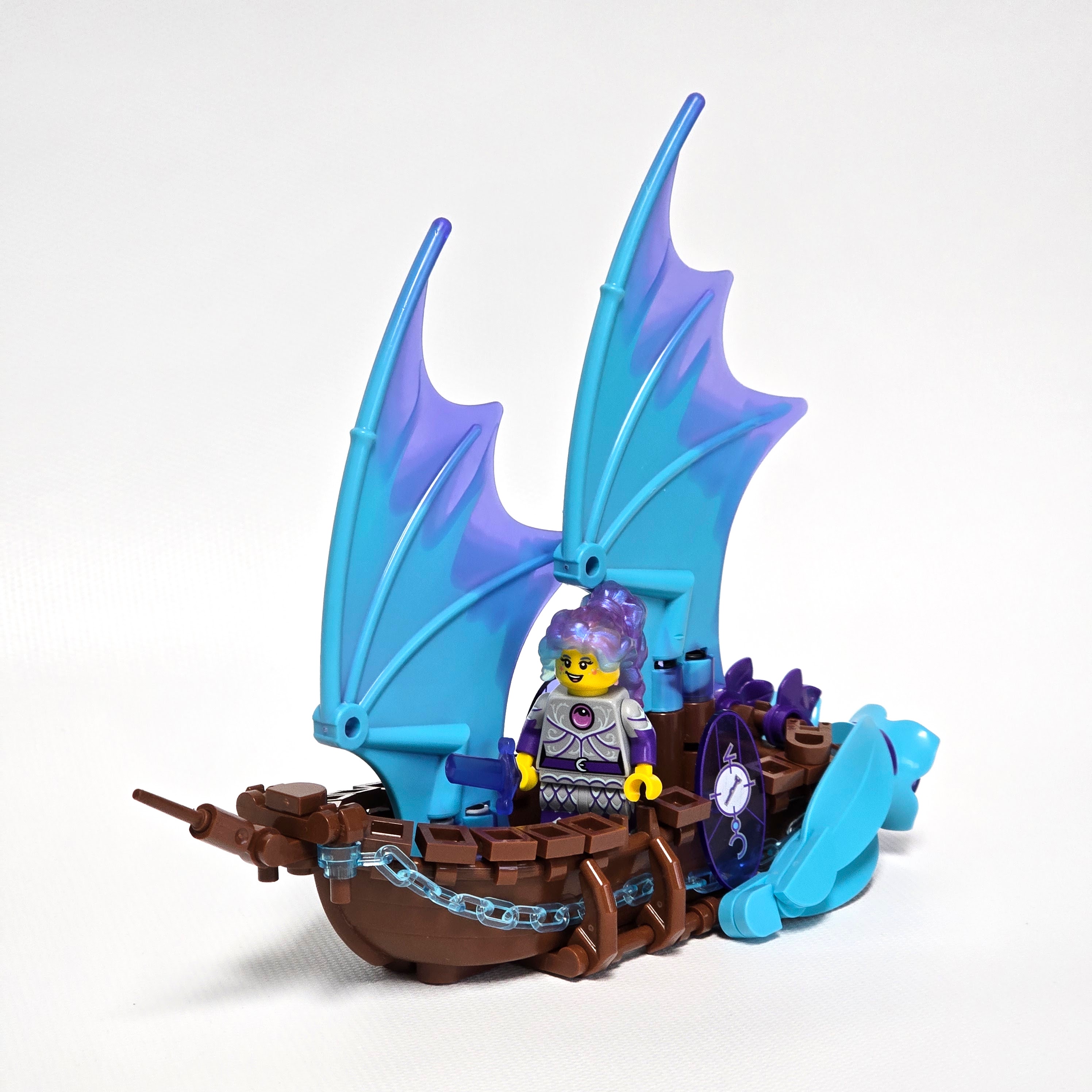 Lego dream boat with dragon-wing sails, created by Alex Lyman