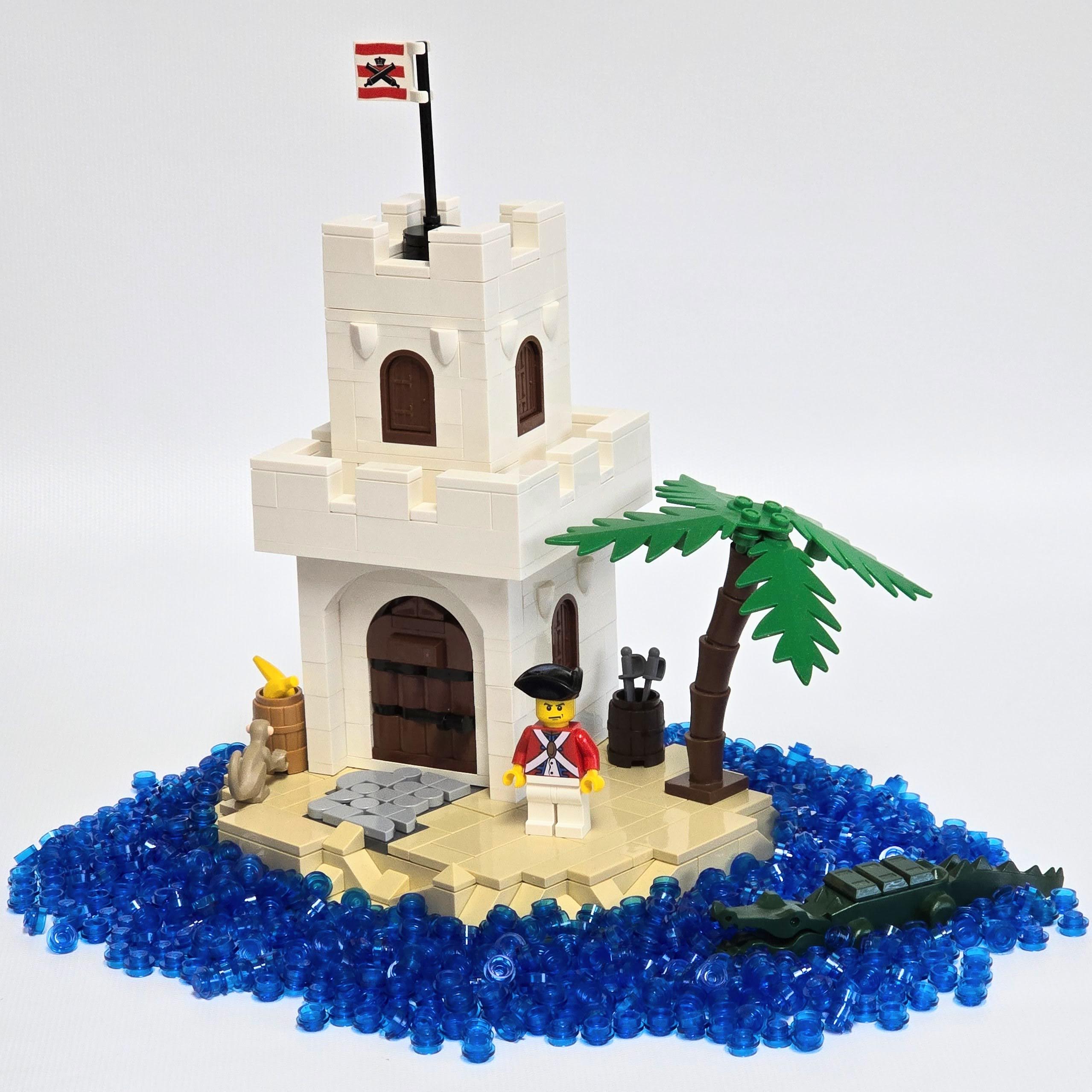 Lego Pirate Island with small white castle, created by Alex Lyman