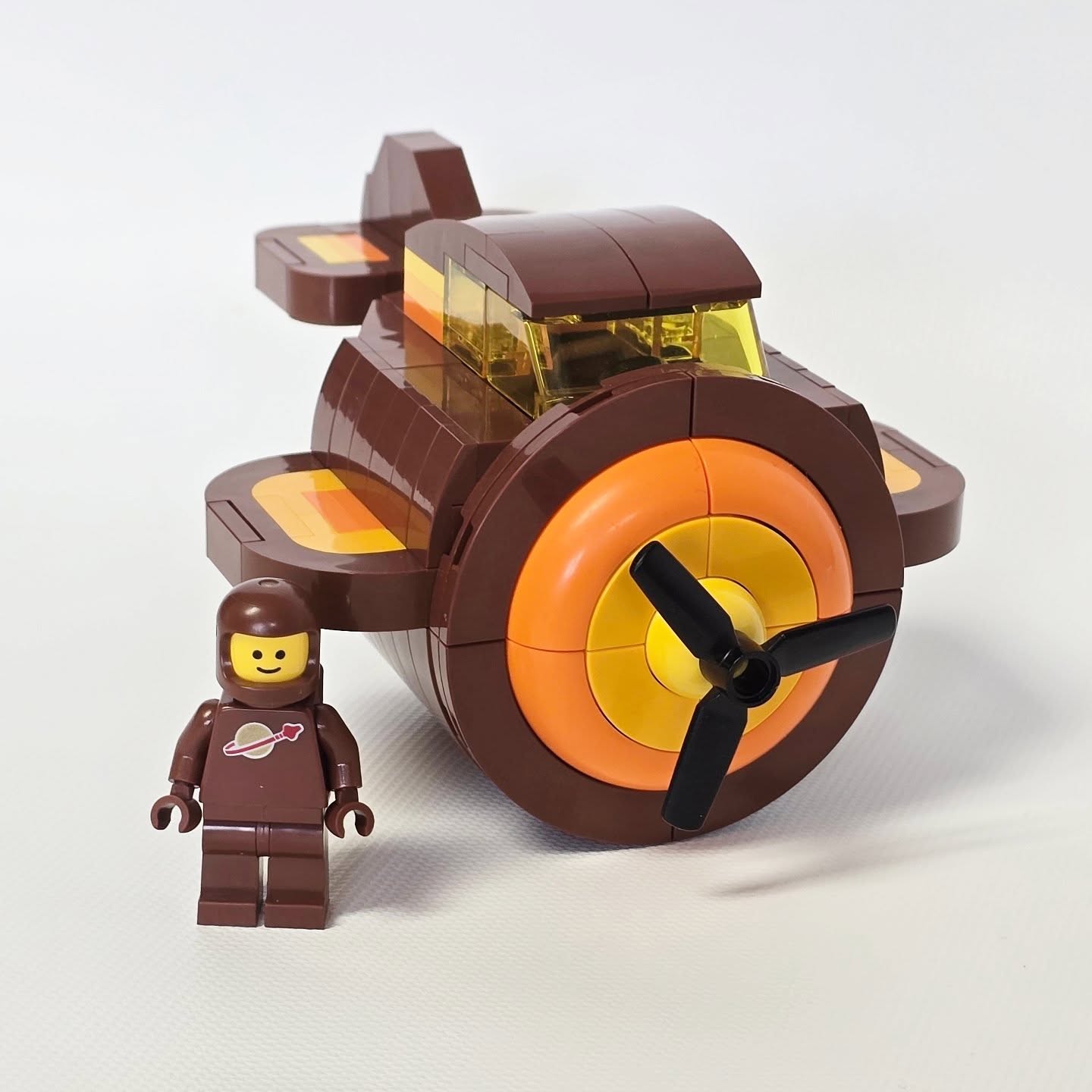 Lego space airplane with '70s asthetic