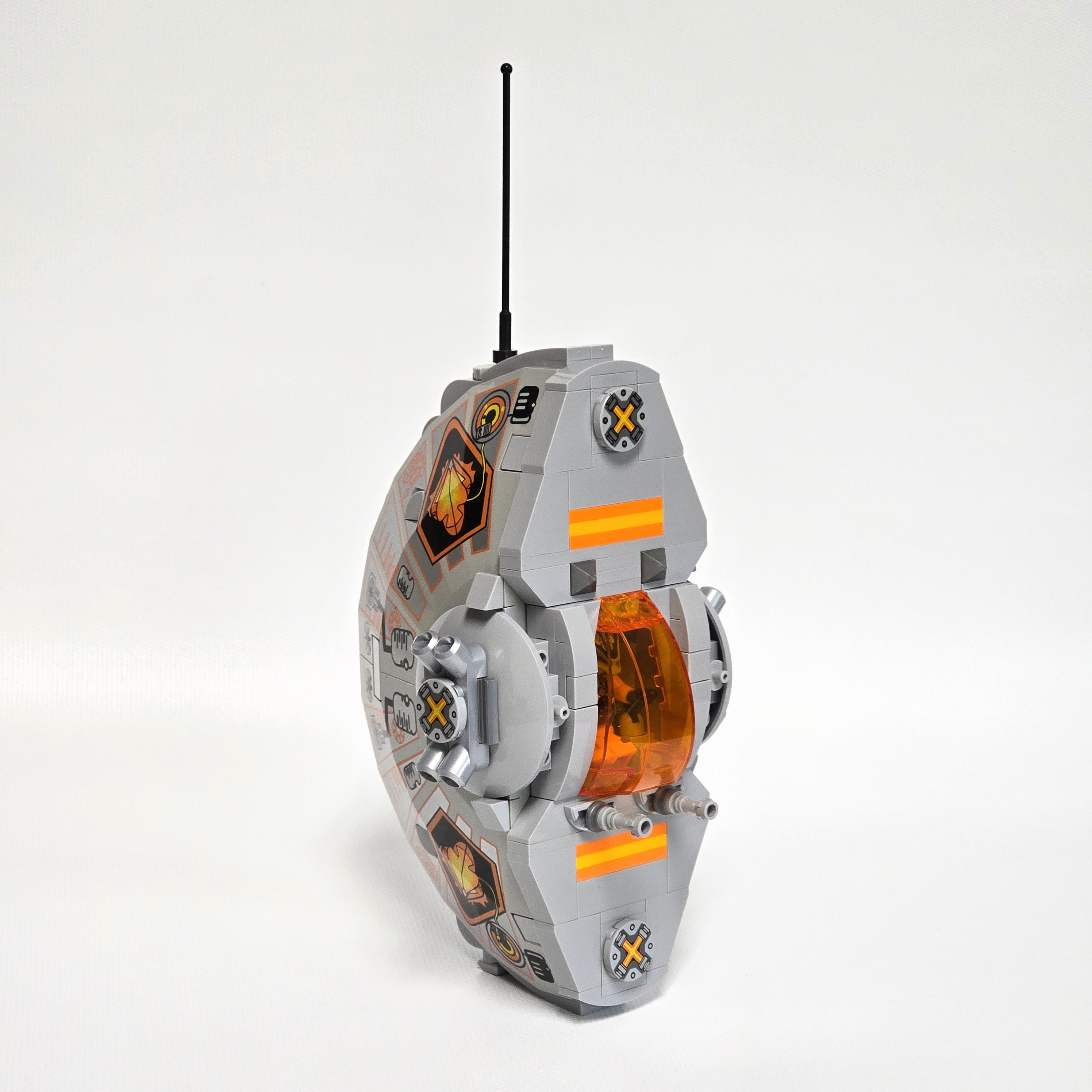 Lego half-moon shaped spaceship, created by Alex Lyman
