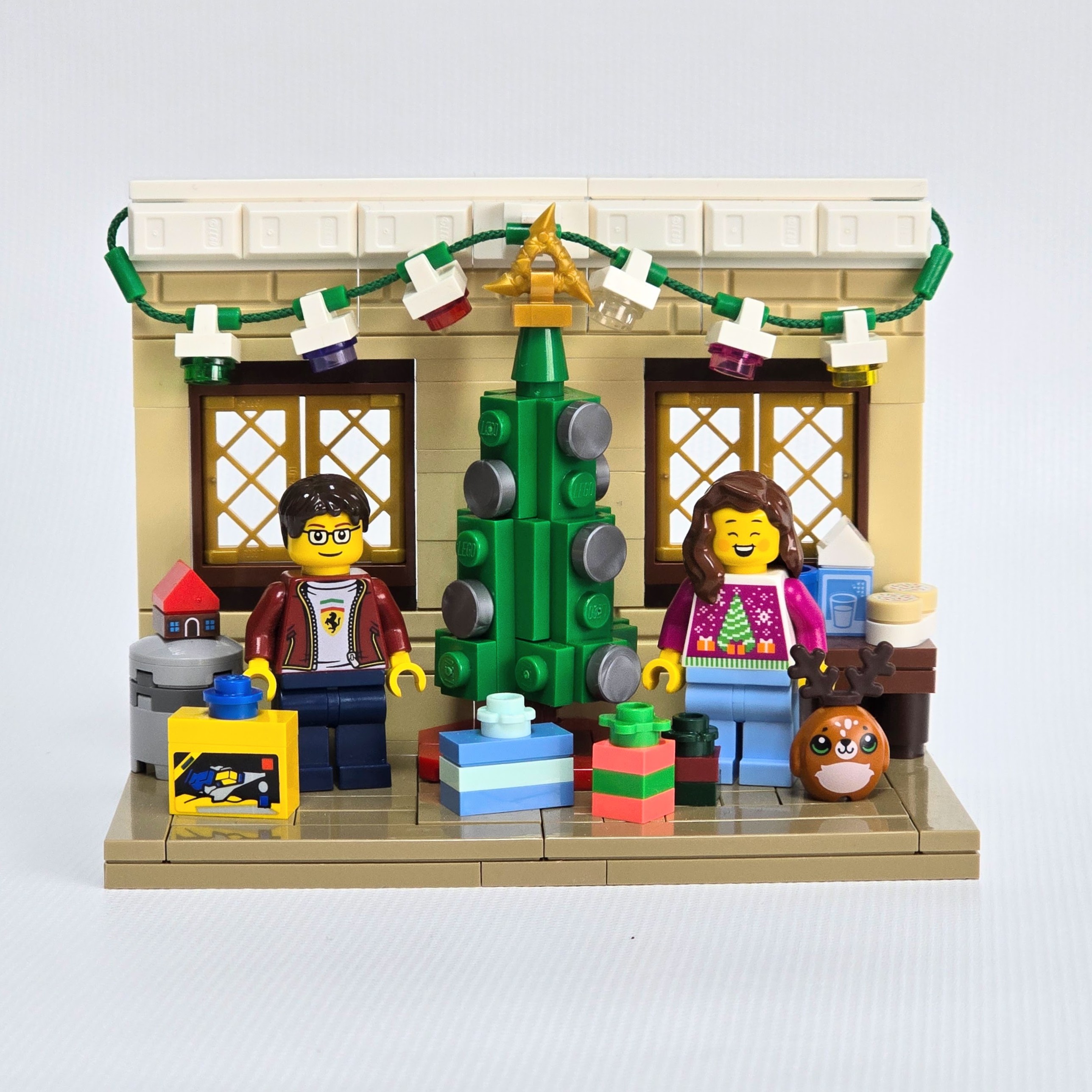 Lego couple enjoying Christmas Morning, created by Alex Lyman