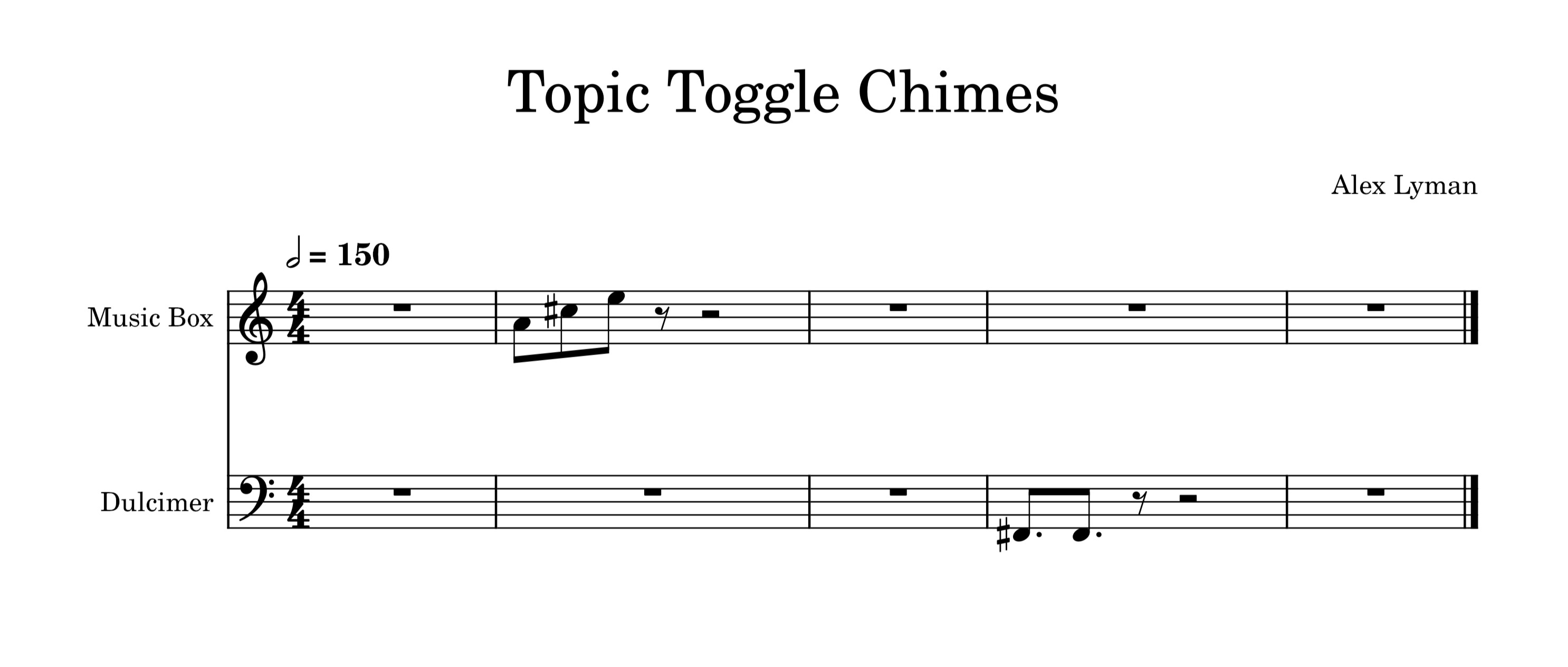 Sheet music for the Topic Toggle 'Yes' and 'No' chimes.