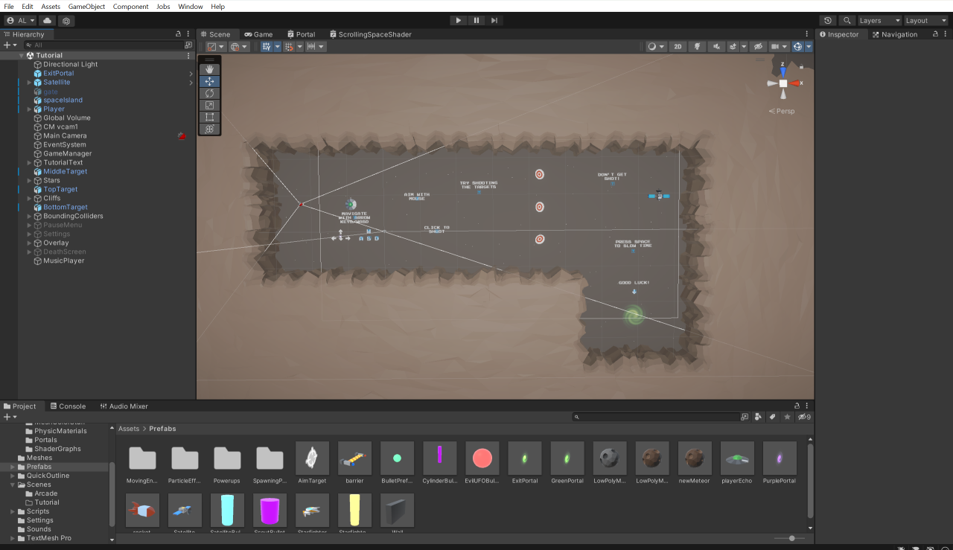 The Unity editor with the Chrono Chaos tutorial level